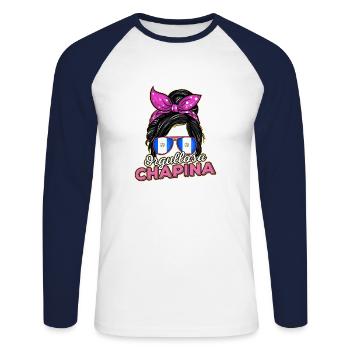 Guatemala drapeau guatémaltèque ADN I cadeau - T-shirt baseball manches longues Homme - blanc/marine - Devant - Nik (191cm)