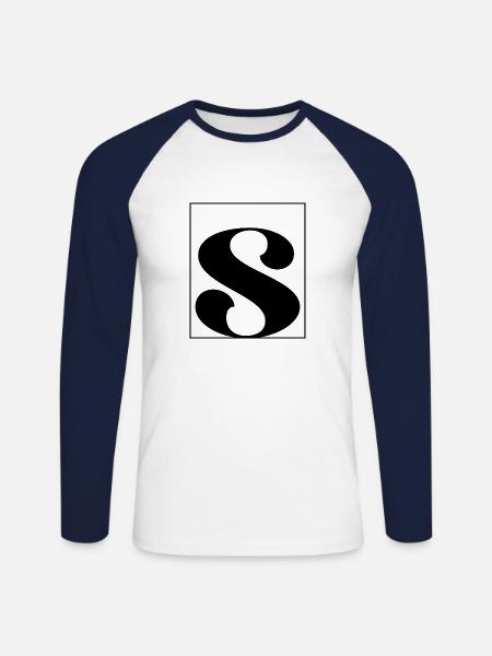 Buchstaben-Alphabet s - Unisex Baseballshirt langarm - Weiß/Navy