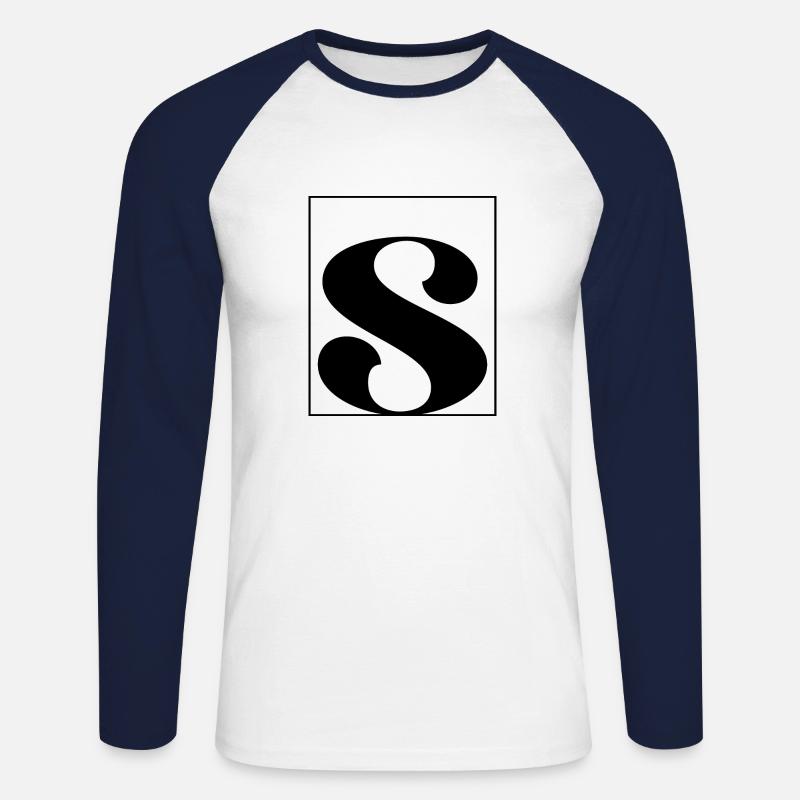 Buchstaben-Alphabet s - Unisex Baseballshirt langarm - Weiß/Navy