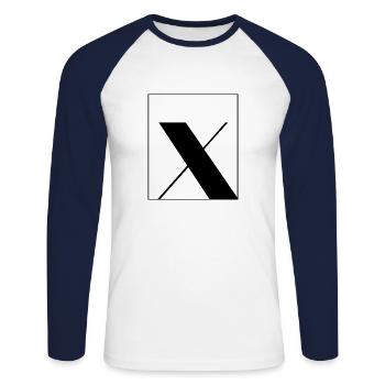 Letter alphabet x - Unisex Long Sleeve Baseball T-Shirt - white/navy - Front - Nik (191cm)