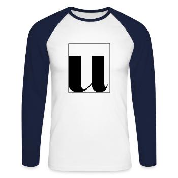 Lettre alphabet u - T-shirt baseball manches longues Homme - blanc/marine - Devant - Nik (191cm)