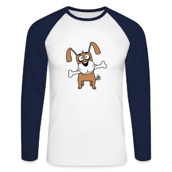 Funny Dog Big Bone Mouth Mouth Hunger Cool - Unisex Long Sleeve Baseball T-Shirt - white/navy - Front - Nik (191cm)
