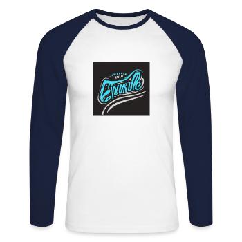moto - Unisex Baseballshirt langarm - Weiß/Navy - Vorne - Nik (191cm)