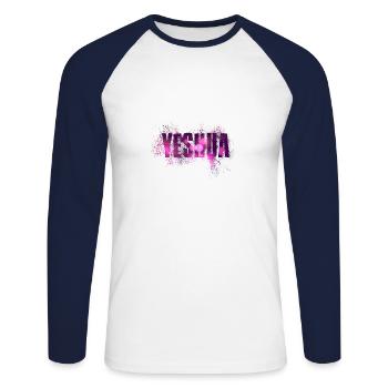 Yeshua Jesus Christ Yahweh - Unisex Long Sleeve Baseball T-Shirt - white/navy - Front - Nik (191cm)