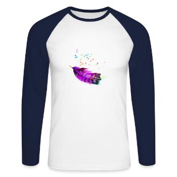 plume 10 - T-shirt baseball manches longues Homme - blanc/marine - Devant - Nik (191cm)