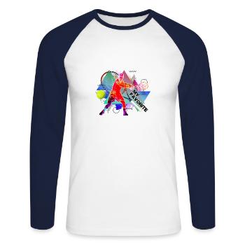 tennis - T-shirt baseball manches longues Homme - blanc/marine - Devant - Nik (191cm)