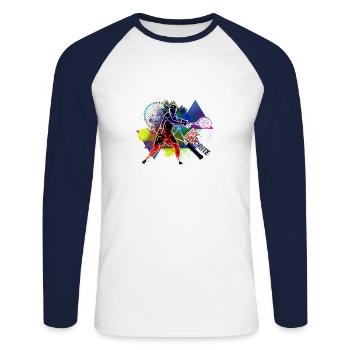 tennis 6 - T-shirt baseball manches longues Homme - blanc/marine - Devant - Nik (191cm)