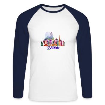 dubai 4 y - Unisex Long Sleeve Baseball T-Shirt - white/navy - Front - Nik (191cm)