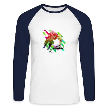 icehockey5 - T-shirt baseball manches longues Homme - blanc/marine - Devant - Nik (191cm)