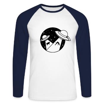 OVNI - T-shirt baseball manches longues Homme - blanc/marine - Devant - Nik (191cm)