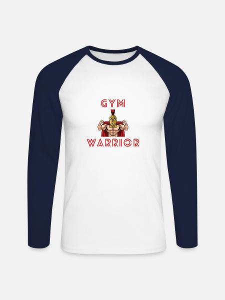 Gym Warrior - Unisex Long Sleeve Baseball T-Shirt - white/navy