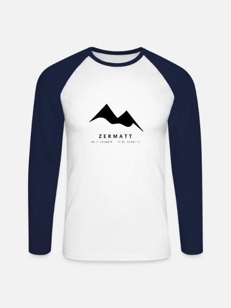 Minimalistisches Zermatt-Logo - Unisex Baseballshirt langarm - Weiß/Navy