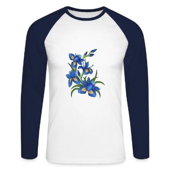 Lys bleu - T-shirt baseball manches longues Homme - blanc/marine - Devant - Nik (191cm)