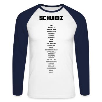Schweizer Kantone schwarz - Unisex Baseballshirt langarm - Weiß/Navy - Vorne - Nik (191cm)