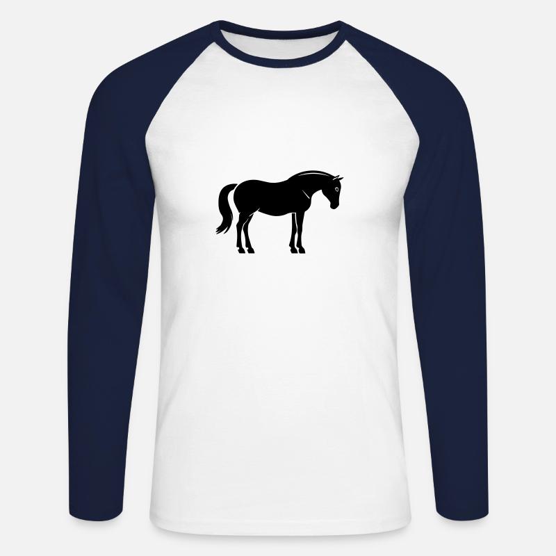Pferd - Unisex Baseballshirt langarm - Weiß/Navy