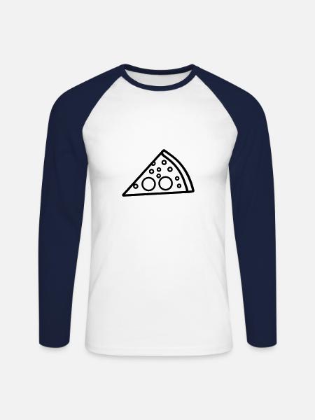 Pizza slice - Unisex Long Sleeve Baseball T-Shirt - white/navy