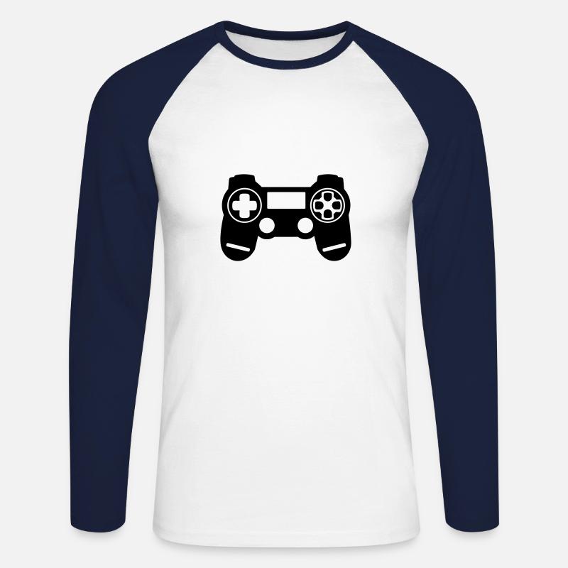 Videospiel-Controller - Unisex Baseballshirt langarm - Weiß/Navy