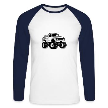 Monster Truck - T-shirt baseball manches longues Homme - blanc/marine - Devant - Nik (191cm)