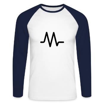 Frequency - Unisex Long Sleeve Baseball T-Shirt - white/navy - Front - Nik (191cm)