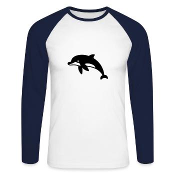 dolphin - Unisex Long Sleeve Baseball T-Shirt - white/navy - Front - Nik (191cm)