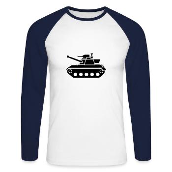 tank - T-shirt baseball manches longues Homme - blanc/marine - Devant - Nik (191cm)