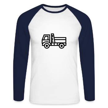 Lkw - Unisex Baseballshirt langarm - Weiß/Navy - Vorne - Nik (191cm)
