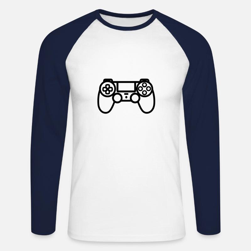 Videospiel-Controller - Unisex Baseballshirt langarm - Weiß/Navy