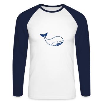 Baby Whale - Unisex Long Sleeve Baseball T-Shirt - white/navy - Front - Nik (191cm)