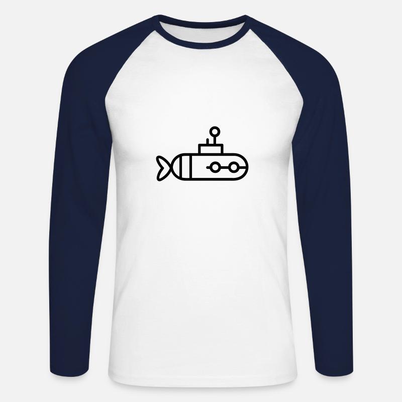 U-Boot-Boot - Unisex Baseballshirt langarm - Weiß/Navy