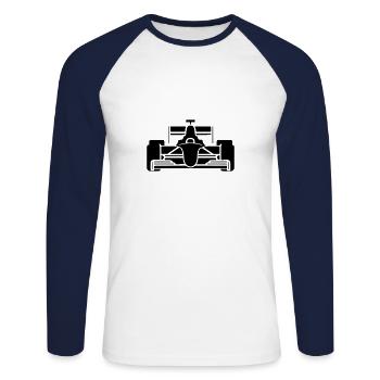 Voiture de course - T-shirt baseball manches longues Homme - blanc/marine - Devant - Nik (191cm)