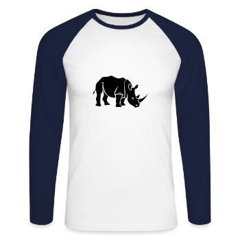 Rhinoceros - Unisex Long Sleeve Baseball T-Shirt - white/navy - Front - Nik (191cm)