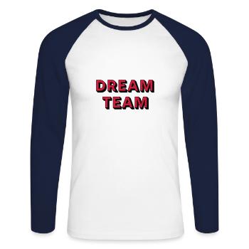 DREAMTEAM - Unisex Baseballshirt langarm - Weiß/Navy - Vorne - Nik (191cm)