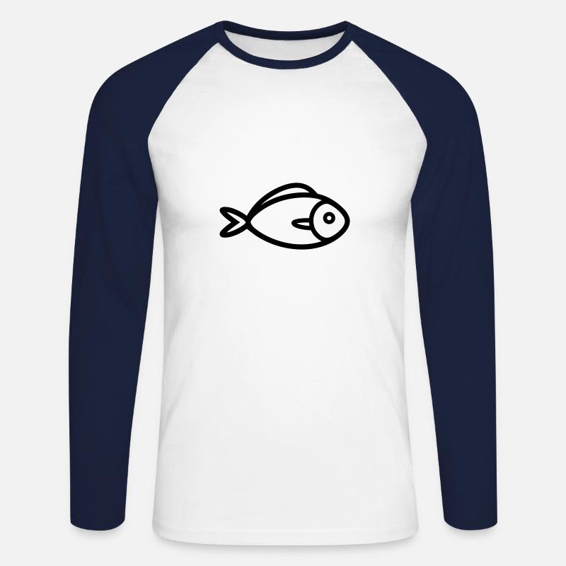 Fisch - Unisex Baseballshirt langarm - Weiß/Navy