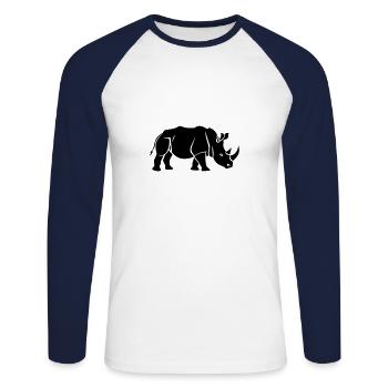 Rhinoceros - Unisex Long Sleeve Baseball T-Shirt - white/navy - Front - Nik (191cm)