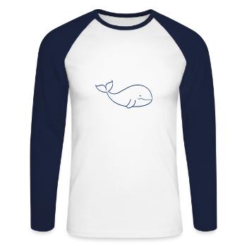 Baby Whale - Unisex Long Sleeve Baseball T-Shirt - white/navy - Front - Nik (191cm)