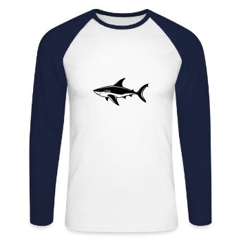 Requin - T-shirt baseball manches longues Homme - blanc/marine - Devant - Nik (191cm)