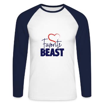 Favorite Beast - Unisex Long Sleeve Baseball T-Shirt - white/navy - Front - Nik (191cm)