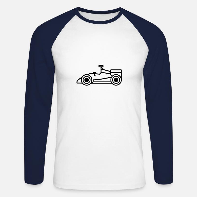 F1-Rennwagen - Unisex Baseballshirt langarm - Weiß/Navy