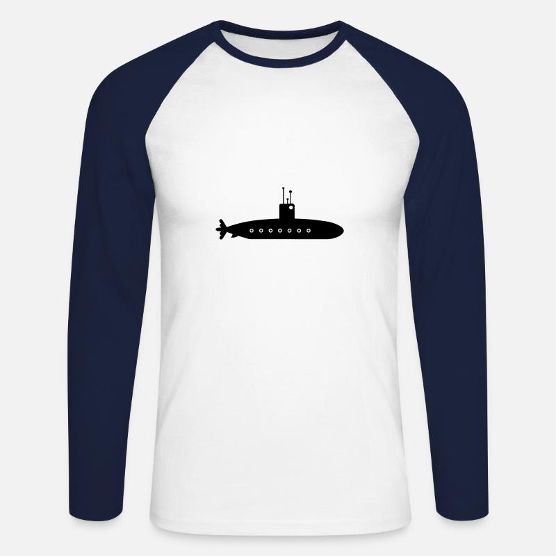 U-Boot-Boot - Unisex Baseballshirt langarm - Weiß/Navy