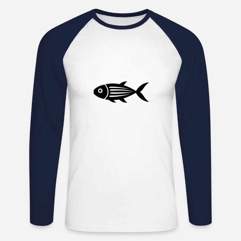Fisch - Unisex Baseballshirt langarm - Weiß/Navy
