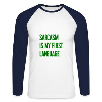Sarcasm Pro - Unisex Long Sleeve Baseball T-Shirt - white/navy - Front - Nik (191cm)
