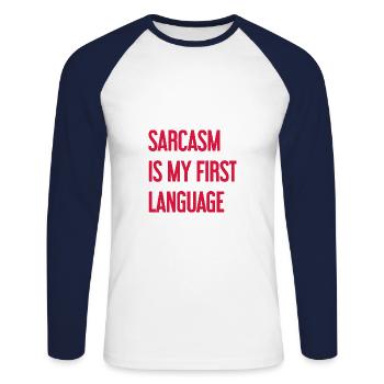 Sarcasm Pro - Unisex Long Sleeve Baseball T-Shirt - white/navy - Front - Nik (191cm)