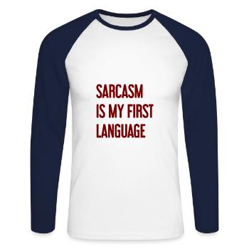 Sarcasm Pro - Unisex Long Sleeve Baseball T-Shirt - white/navy - Front - Nik (191cm)