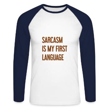 Sarcasm Pro - Unisex Long Sleeve Baseball T-Shirt - white/navy - Front - Nik (191cm)