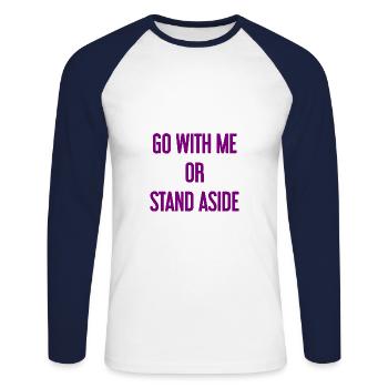 Walk with or aside - Unisex Long Sleeve Baseball T-Shirt - white/navy - Front - Nik (191cm)