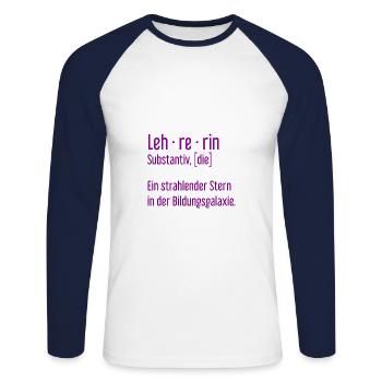 Lehrerin Lehrerinnen Schule Pädagogin Unterricht - Unisex Baseballshirt langarm - Weiß/Navy - Vorne - Nik (191cm)