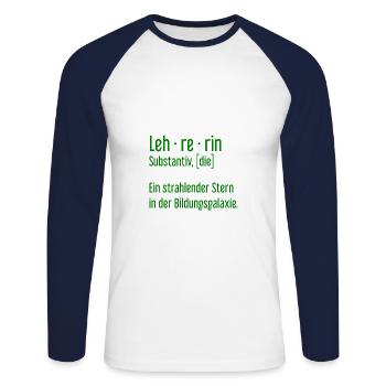 Lehrerin Lehrerinnen Schule Pädagogin Unterricht - Unisex Baseballshirt langarm - Weiß/Navy - Vorne - Nik (191cm)