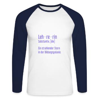 Lehrerin Lehrerinnen Schule Pädagogin Unterricht - Unisex Baseballshirt langarm - Weiß/Navy - Vorne - Nik (191cm)
