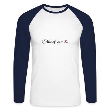 Schwesterherz - Unisex Baseballshirt langarm - Weiß/Navy - Vorne - Nik (191cm)