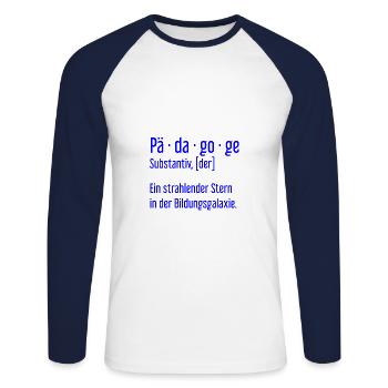 Pädagoge Pädagogen Schule Lehrer Unterricht - Unisex Baseballshirt langarm - Weiß/Navy - Vorne - Nik (191cm)